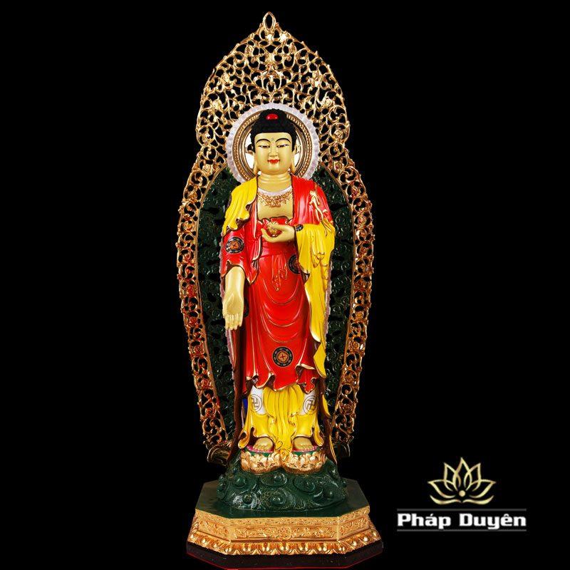 Bộ Tượng Tây Phương Tam Thánh Đứng, Bằng Đồng Đài Loan Mạ Sơn Cao Cấp, Kích Thước 48x21x25cm - Ảnh 11