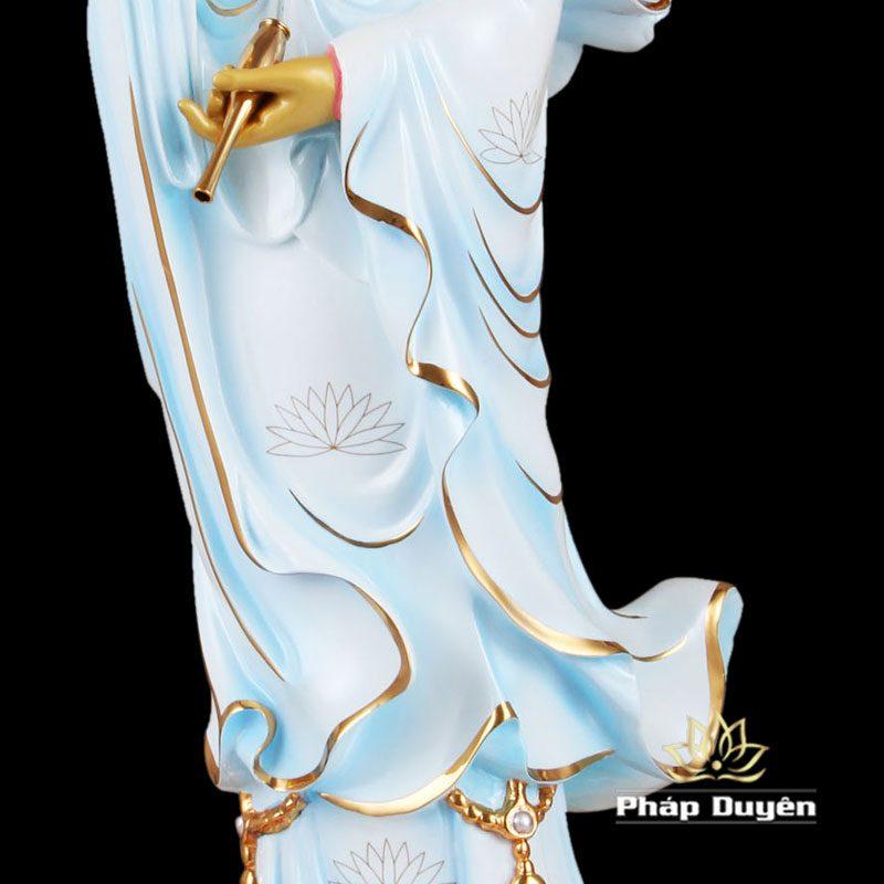 Tượng Phật Bà Quan Âm Đứng Hoa Sen, Đồng Đài Loan Mạ Sơn Cao Cấp, Kích Thước 64x26x23cm - Ảnh 3