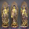 Bộ Tượng Tây Phương Tam Thánh Đứng, Bằng Đồng Đài Loan Mạ Vàng, Kích Thước 88x34x34cm (Tổng Cao 108cm) - ảnh 12
