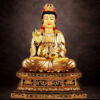 Tượng Phật Bà Quan Âm Ngồi, Đồng Đài Loan Mạ Vàng, Kích Thước 61x43x36cm