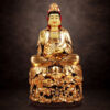 Tượng Đồng Ngài Quan Âm Ngồi, Đồng Đài Loan Mạ Vàng, Kích Thước 46x25x25cm