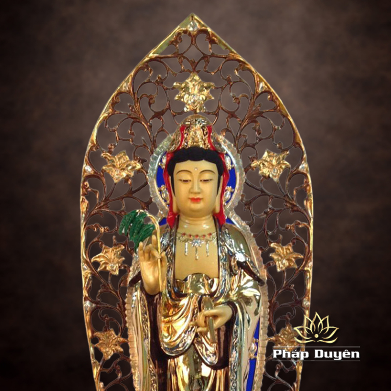Tượng Đồng Ngài Quan Âm Đứng, Đồng Đài Loan Mạ Vàng, Kích Thước 81x34x34cm (Tổng Cao 98cm) - ảnh 6