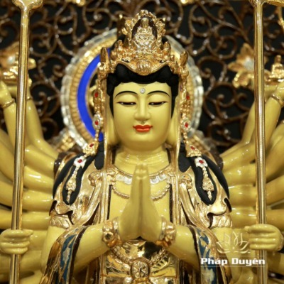 Alternative view of Tượng Nghìn Tay Nghìn Mắt (Thiên Thủ Thiên Nhãn), Bằng Đồng Đài Loan Mạ Vàng, Kích Thước 49x33x17cm (Không Kèm Đế)