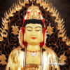 Tượng Phật Bà Quan Âm Ngồi Có Lá Đề, Đồng Đài Loan Mạ Vàng, Kích Thước 44x32x27cm (Tổng Cao 52cm) - Ảnh 2
