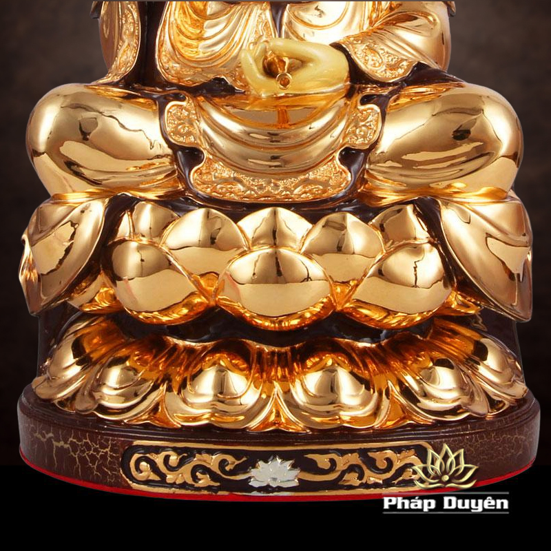 Tượng Phật Ngài Quan Âm Ngồi, Đồng Đài Loan Mạ Vàng, Kích Thước 30x16x16cm - ảnh 8