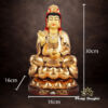 Tượng Phật Ngài Quan Âm Ngồi, Đồng Đài Loan Mạ Vàng, Kích Thước 30x16x16cm - Ảnh 5