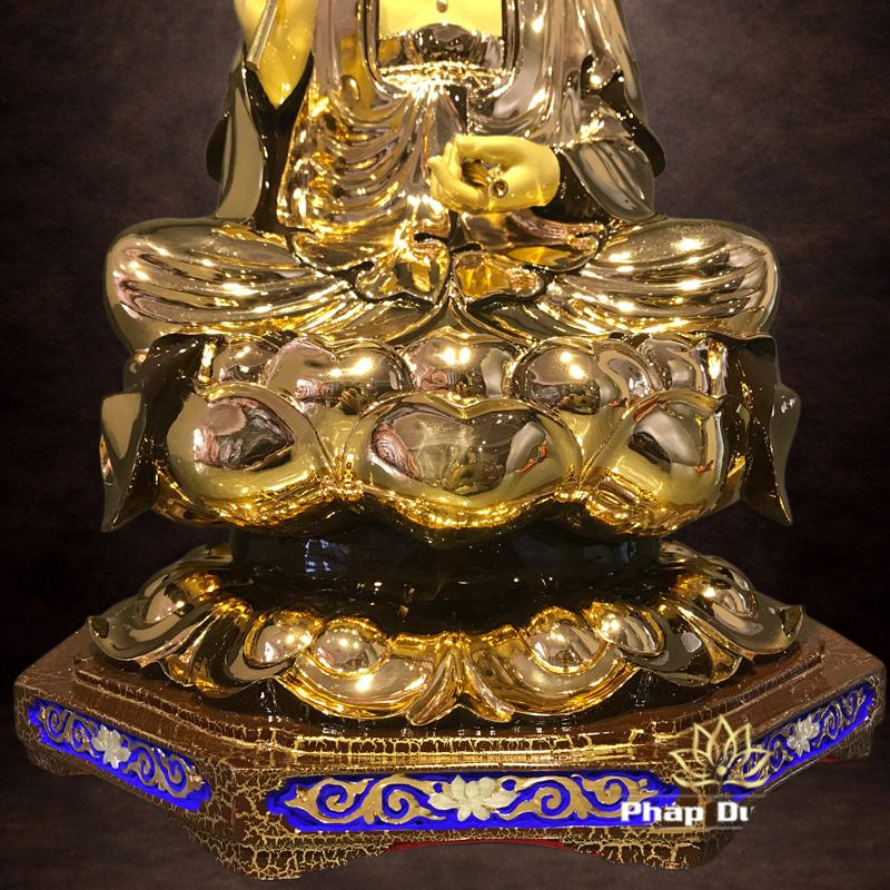 Tượng Phật Bà Quan Âm Ngồi, Đồng Đài Loan Mạ Vàng, Kích Thước 41x27x27cm - ảnh 9