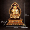 Tượng Phật Bà Quan Âm Ngồi Có Lá Đề, Đồng Đài Loan Mạ Vàng, Kích Thước 44x32x27cm (Tổng Cao 52cm) - Ảnh 5