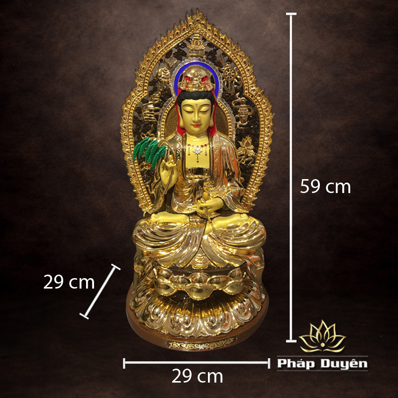 Tượng Đồng Quan Âm Ngồi, Đồng Đài Loan Mạ Vàng, Kích Thước 48x29x29cm (Tổng Cao 59cm) - ảnh 11