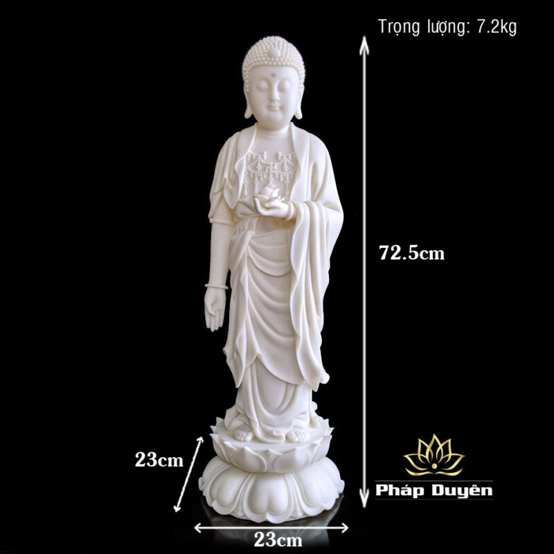 Tượng Phật A Di Đà Mầu Trắng, Mầu Vàng, Mẫu Tịnh Tông Bằng Composit, Cao 72.5cm - Ảnh 11