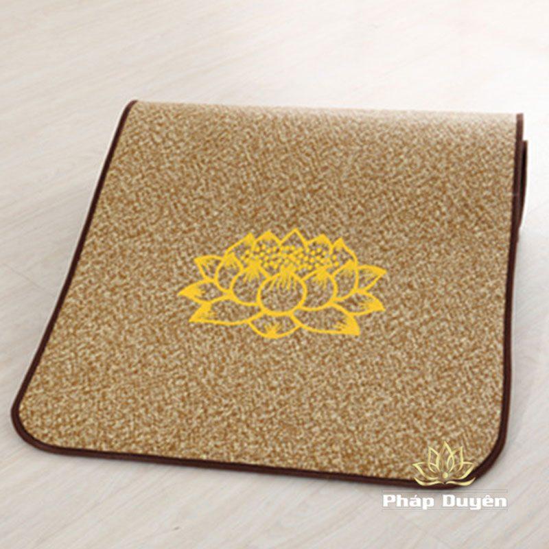 Đệm Lễ Phật Hoa Sen Vàng Viền Nâu, Kích Cỡ 180x50cm, 180x60cm - Ảnh 2
