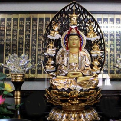 Tượng Đồng Ngài Quan Âm Bằng Đồng Mạ Vàng 52cm (Tổng Lá Đề 68cm)