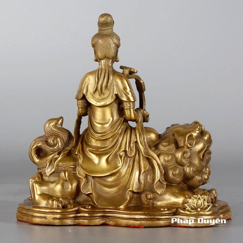 Tượng Ngài Văn Thù Cưỡi Sư Tử Bằng Đồng, Để Xe Hơi, Để Bàn Làm Việc, Cao 12.5cm - Ảnh 3