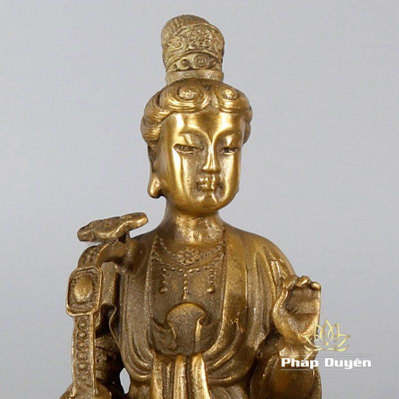 Tượng Ngài Văn Thù Cưỡi Sư Tử Bằng Đồng, Để Xe Hơi, Để Bàn Làm Việc, Cao 12.5cm - Ảnh 4