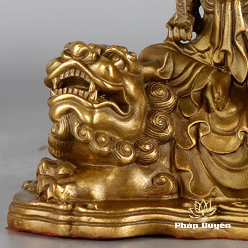 Tượng Ngài Văn Thù Cưỡi Sư Tử Bằng Đồng, Để Xe Hơi, Để Bàn Làm Việc, Cao 12.5cm - Ảnh 5