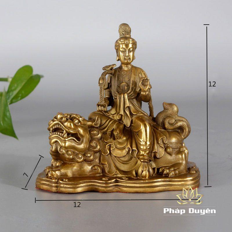 Tượng Ngài Văn Thù Cưỡi Sư Tử Bằng Đồng, Để Xe Hơi, Để Bàn Làm Việc, Cao 12.5cm - Ảnh 7