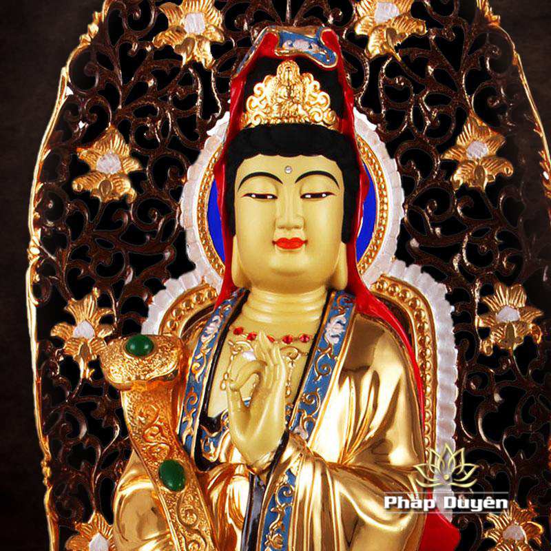 Tượng Quan Âm Như Ý Đứng Có Hào Quang, Bằng Đồng Đài Loan Mạ Vàng, Kích Thước 64x27x27cm (Tổng Cao 76cm) - ảnh 6