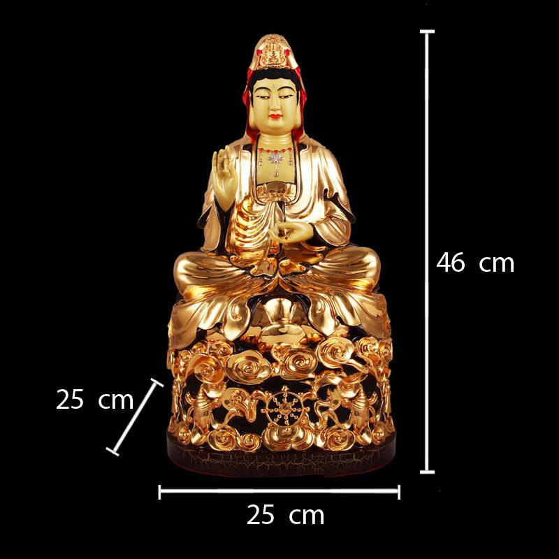 Tượng Đồng Ngài Quan Âm Ngồi, Đồng Đài Loan Mạ Vàng, Kích Thước 46x25x25cm - Ảnh 5