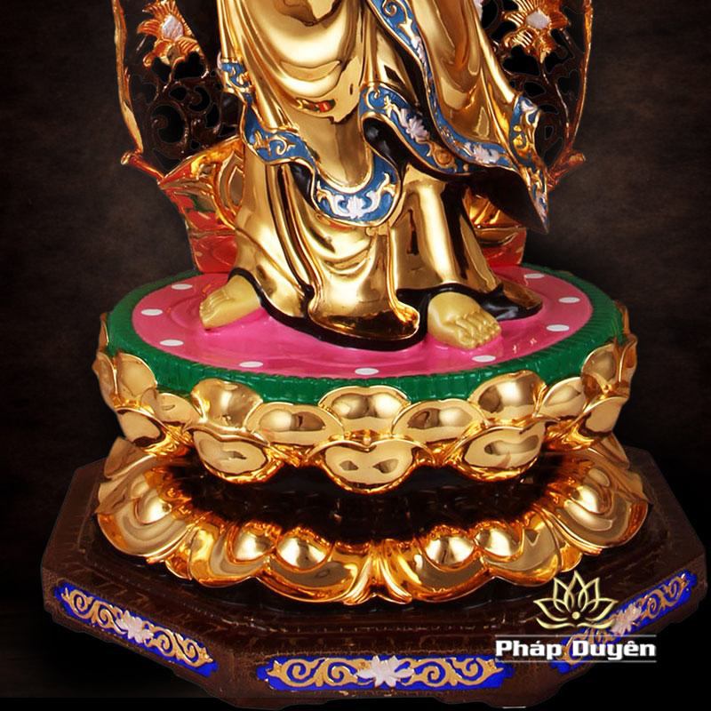Tượng Quan Âm Như Ý Đứng Có Hào Quang, Bằng Đồng Đài Loan Mạ Vàng, Kích Thước 64x27x27cm (Tổng Cao 76cm) - ảnh 8