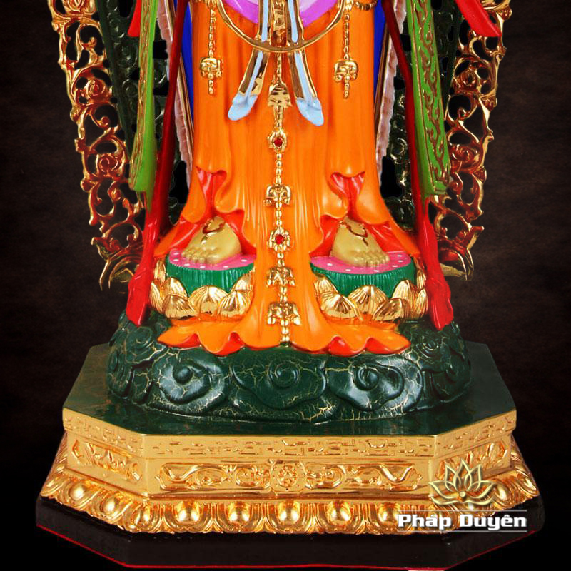 Tượng Phật Bà Quan Âm Đứng Áo Đỏ Có Hào Quang, Đồng Đài Loan Mạ Vàng, Kích Thước 48x21x25cm (Tổng Cao 62cm) - ảnh 8
