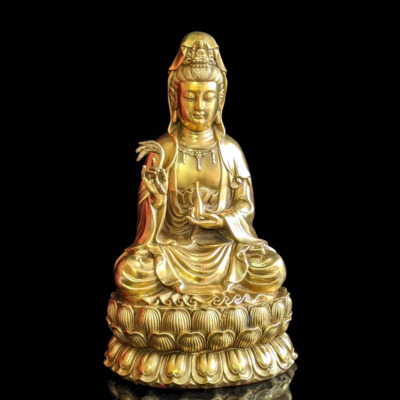 Tượng Đồng Ngài Quan Âm Ngồi Bằng Đồng Nguyên Màu, Nhiều Kích Thước