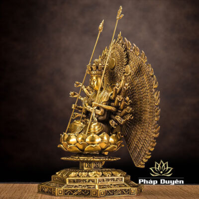 Góc chụp khác của Tượng Đồng Quan Âm Thiên Thủ (Ngàn Tay), Đồng Nguyên Màu, 12 inch (khoảng 30cm - Tổng 36.5cm)