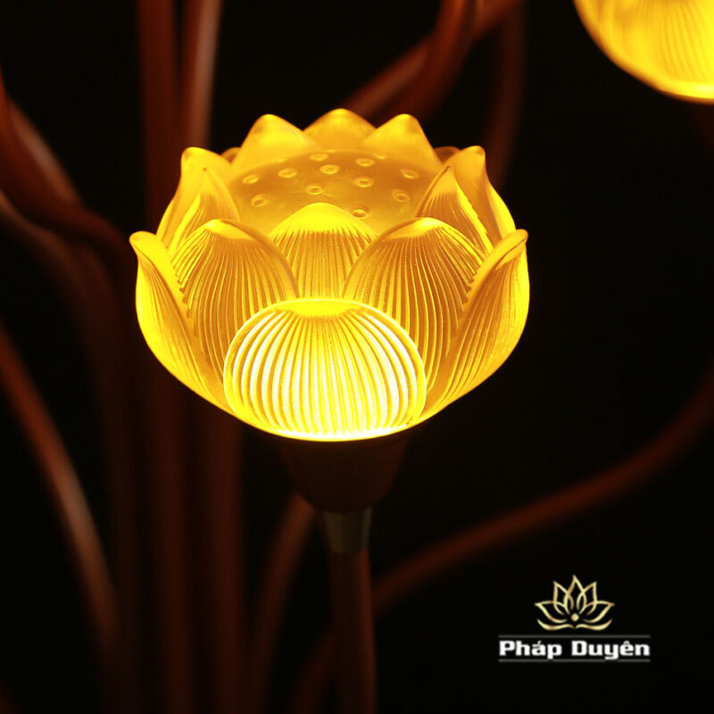 Đôi Đèn Thờ 13 Bông Giả Lưu Ly, Chân Đồng Hợp Kim, Cao 130cm - Ảnh 4