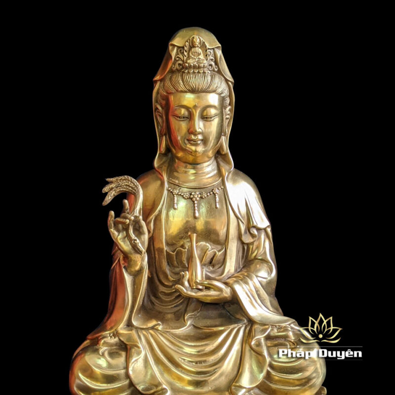 Tượng Đồng Ngài Quan Âm Ngồi Bằng Đồng Nguyên Màu, Nhiều Kích Thước - Ảnh 4