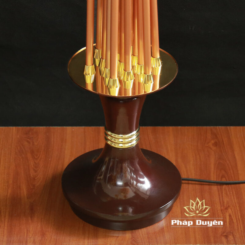 Đôi Đèn Thờ 13 Bông Giả Lưu Ly, Chân Đồng Hợp Kim, Cao 130cm - Ảnh 8