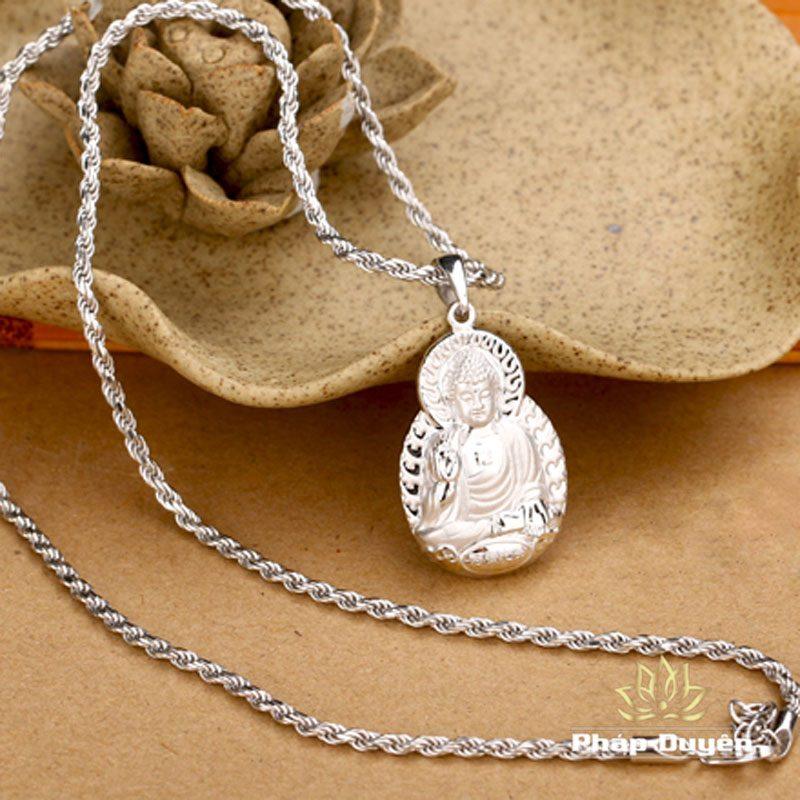 Dây Chuyền Bạc Hình Phật A Di Đà Bằng Bạc 99% - Ảnh 4