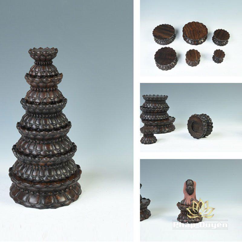 Đế Gỗ Mun Hoa Sen Hình Tròn, Nhiều Kích Cỡ - Ảnh 5