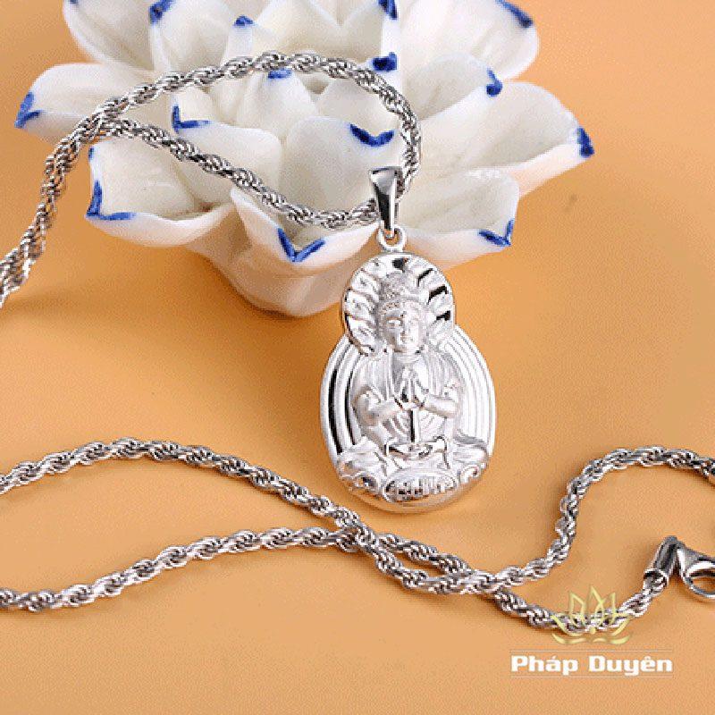 Dây Chuyền Bạc Mặt Hình Phật Bà Quan Âm Bằng Bạc 99% - Ảnh 5