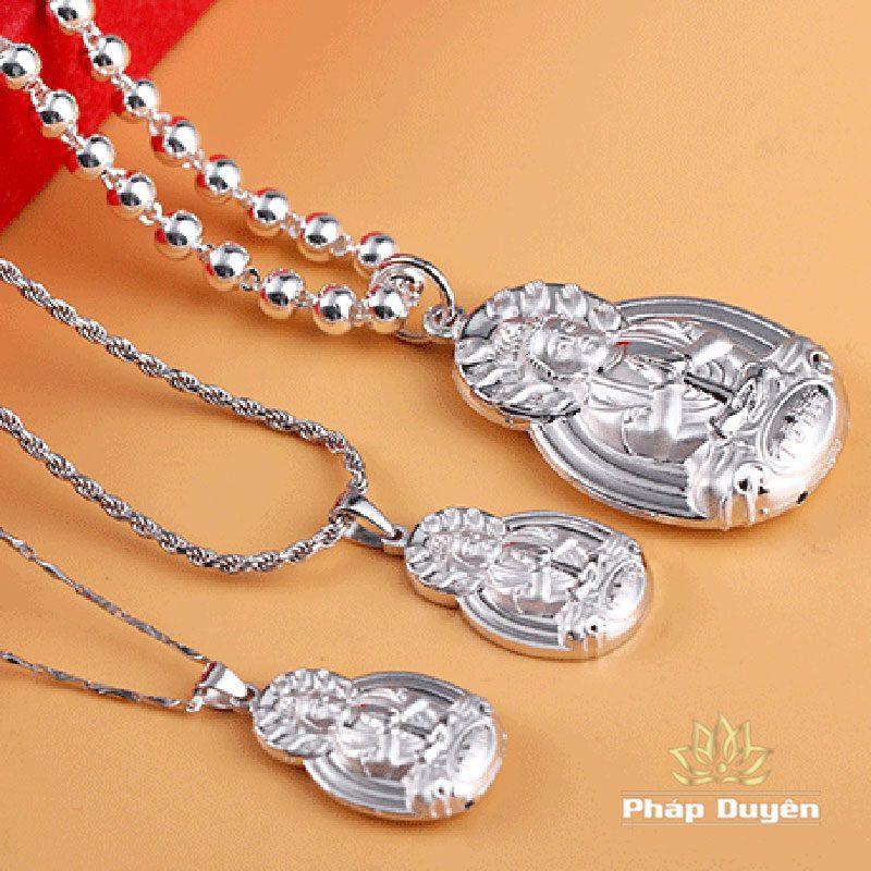 Dây Chuyền Bạc Mặt Hình Phật Bà Quan Âm Bằng Bạc 99% - Ảnh 4
