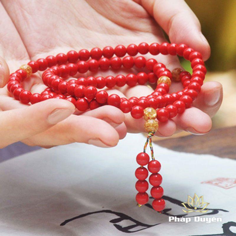 Chuỗi Vòng 108 Hạt Chu Sa Mầu Đỏ, Kích Thước 6mm, 8mm - Ảnh 3
