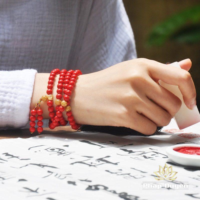 Chuỗi Vòng 108 Hạt Chu Sa Mầu Đỏ, Kích Thước 6mm, 8mm - Ảnh 5