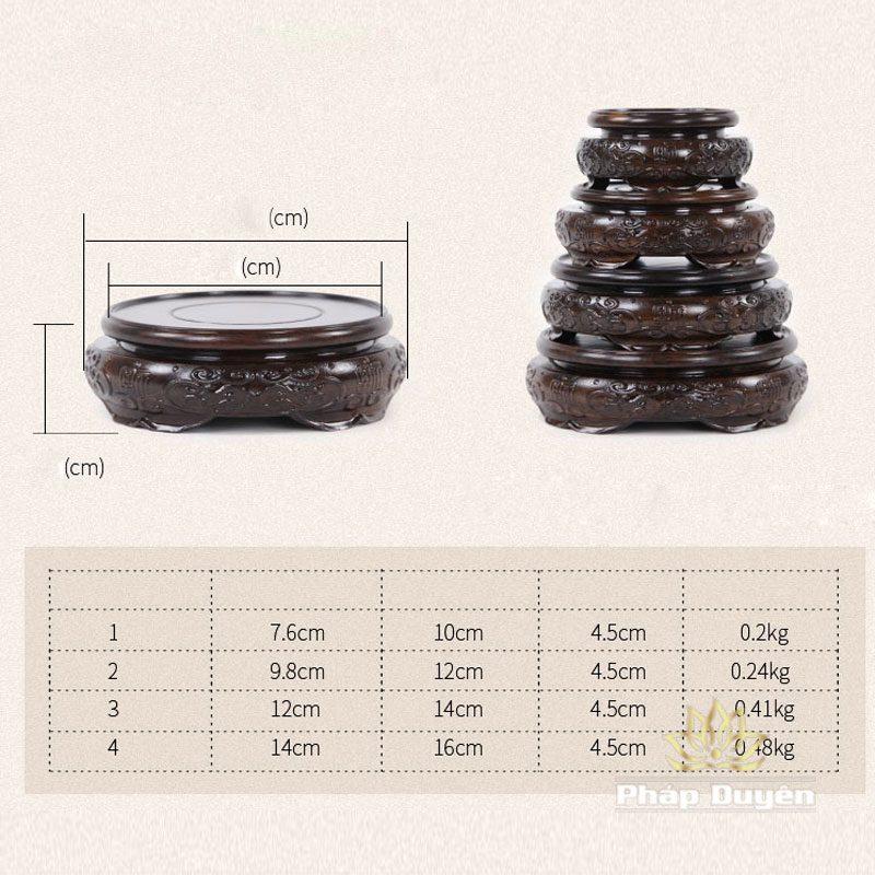 Đế Gỗ Gụ Tròn Cao Cấp CC01, Kích Cỡ Từ 4.5x7.6cm... 4.5x13.8cm - Ảnh 4