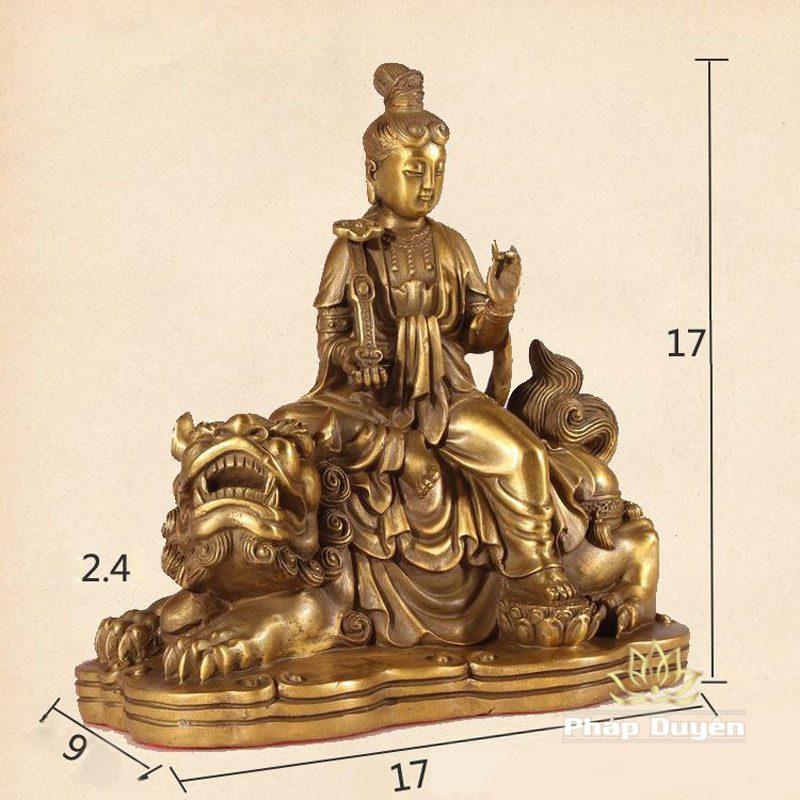 Tượng Đức Văn Thù - Phổ Hiền Bằng Đồng, Cao 17cm - Ảnh 2