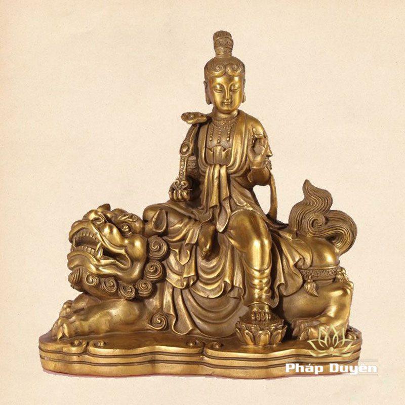 Tượng Đức Văn Thù - Phổ Hiền Bằng Đồng, Cao 17cm - Ảnh 4