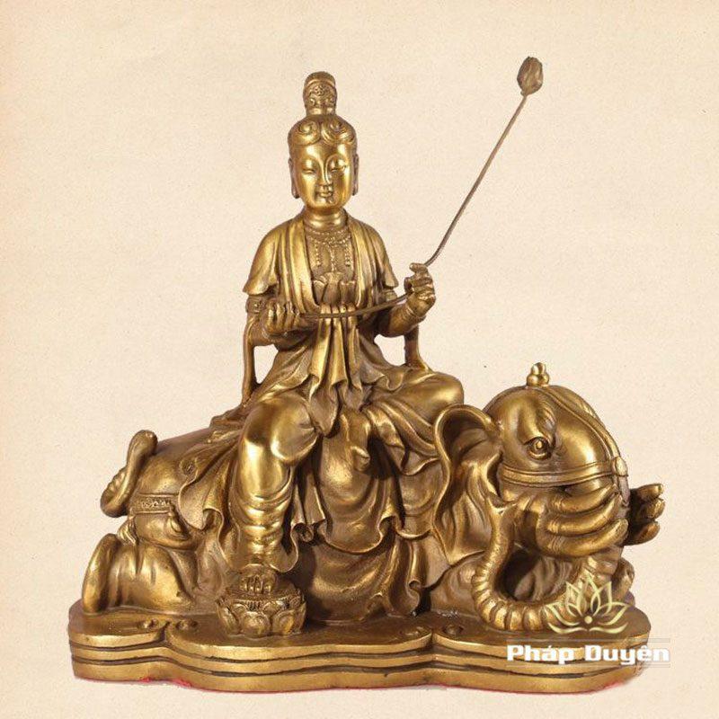Tượng Đức Văn Thù - Phổ Hiền Bằng Đồng, Cao 17cm - Ảnh 7
