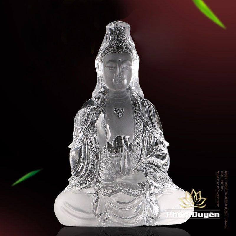 Tượng Đức Quan Âm Bằng Lưu Ly, Cao 14cm, Để Xe Hơi (ô tô), Để Bàn Làm Việc - Ảnh 5