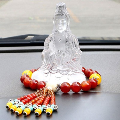 Tượng Đức Quan Âm Bằng Lưu Ly, Cao 14cm, Để Xe Hơi (ô tô), Để Bàn Làm Việc