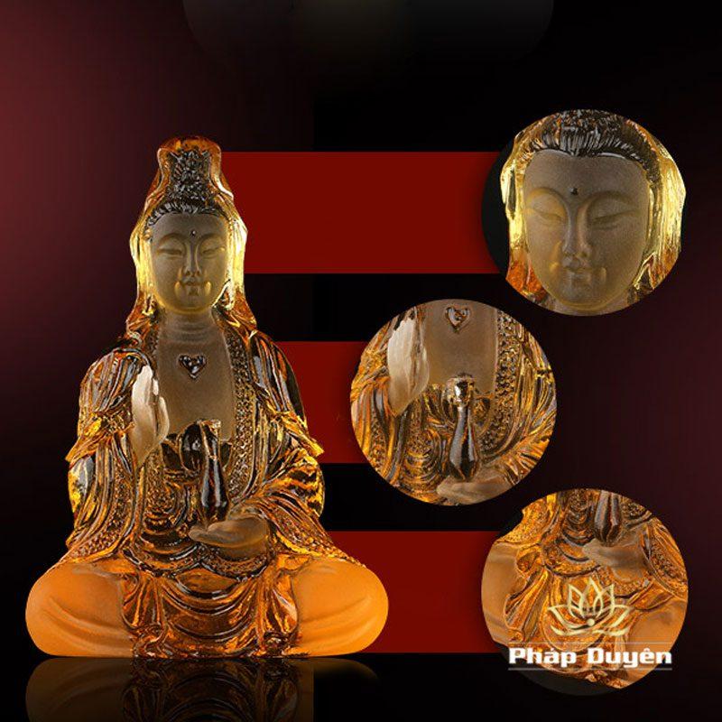 Tượng Ngài Quan Âm Bằng Lưu Ly, Cao 14cm Để Xe Hơi (ô tô), Để Bàn Làm Việc - Ảnh 4