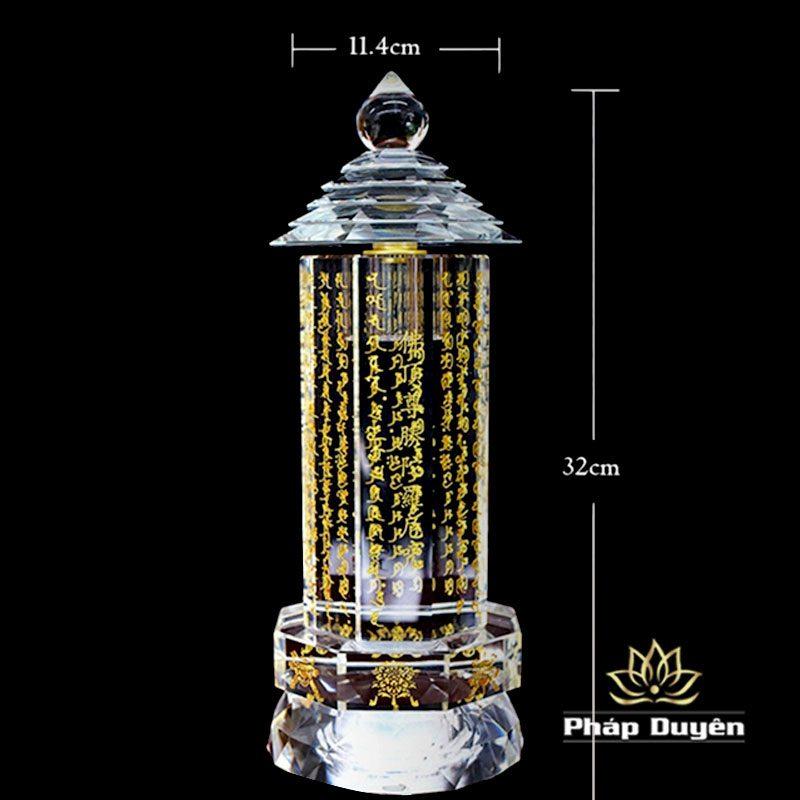 Tháp Xá Lợi Pha Lê Khắc Chú Lăng Nghiêm | Tôn Thắng Đà La Ni, Cao 32cm - Ảnh 4