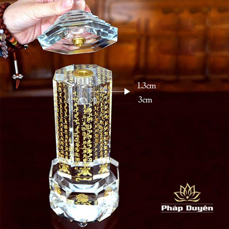Tháp Xá Lợi Pha Lê Khắc Chú Lăng Nghiêm | Tôn Thắng Đà La Ni, Cao 32cm - Ảnh 5