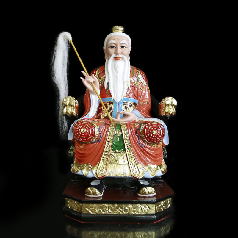 Tượng Ngài Thái Thượng Lão Quân Ngồi, Compsit Sơn Đỏ, Cao 48cm