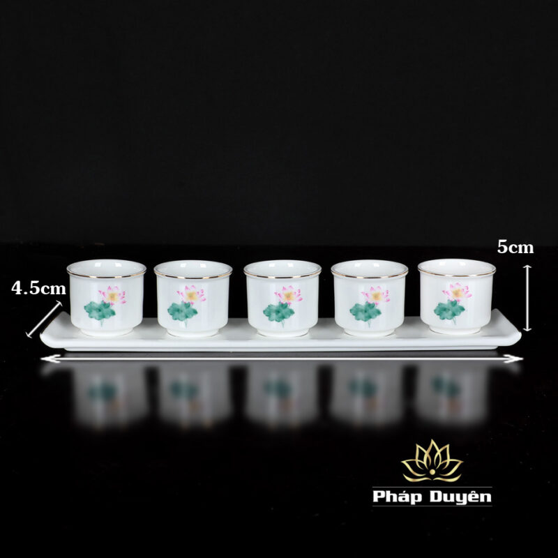 Bộ Thờ Sứ Trắng Hoa Sen Hồng Lá Xanh, Nhiều Kích Cỡ - Ảnh 6