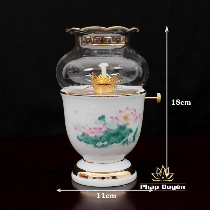 Bộ Thờ Sứ Trắng Hoa Sen Hồng Lá Xanh, Nhiều Kích Cỡ - Ảnh 8