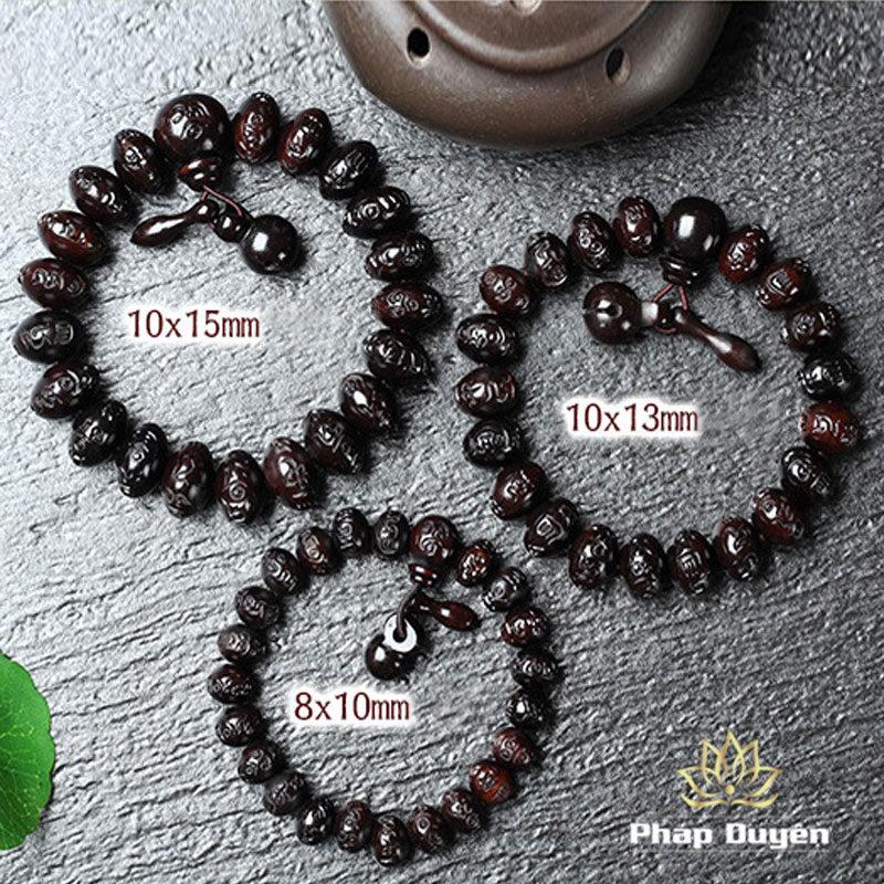 Chuỗi Vòng Tay Gỗ Táo Lôi Kích Khắc Lục Tự Đại Minh Chú, Cỡ 13mm - 15mm - Ảnh 4