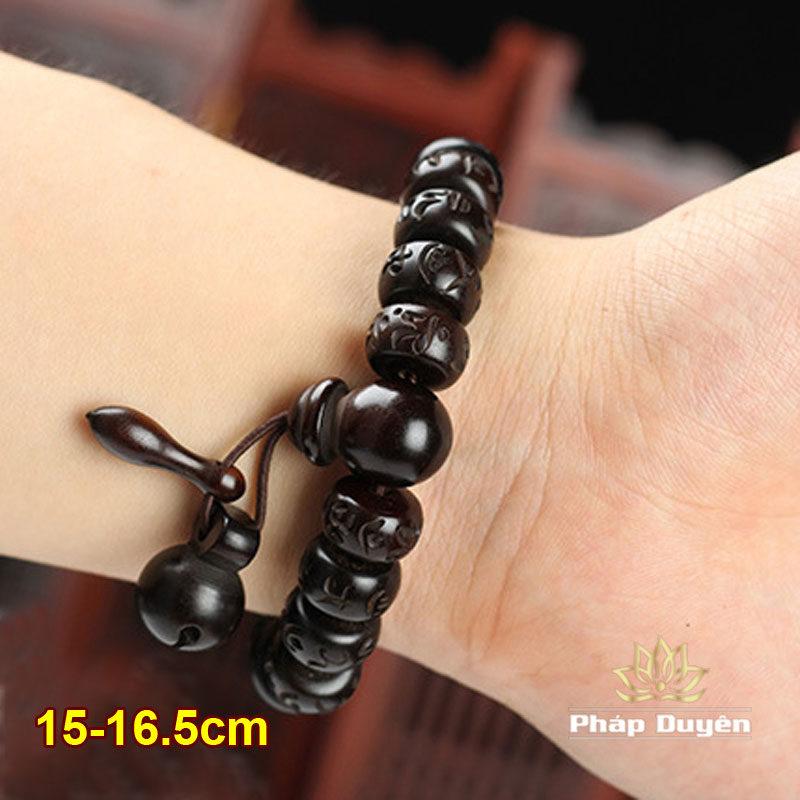 Chuỗi Vòng Tay Gỗ Táo Lôi Kích Khắc Lục Tự Đại Minh Chú, Cỡ 13mm - 15mm - Ảnh 7
