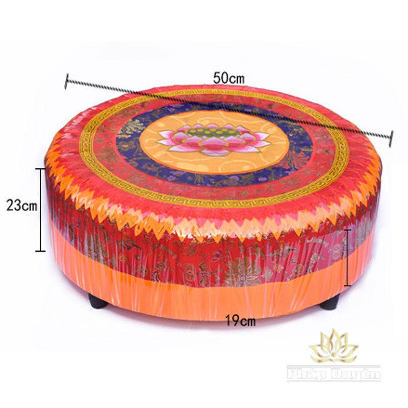 Đệm Quỳ Lễ Phật Hình Tròn Thêu Hoa Sen, Kích Cỡ 50x23cm, 60x25cm - Ảnh 3